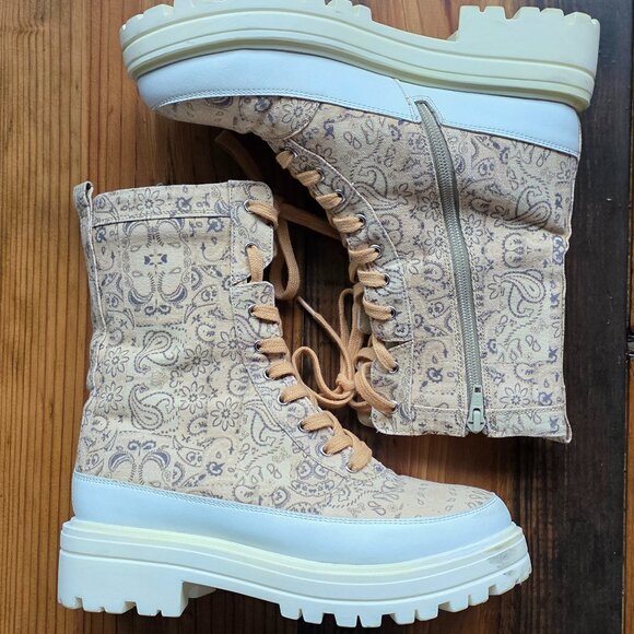 Free People Shoes - Free People Feels Good To Be Lost Paisley Lug Sole Boots EU 38 US 7.5 /8 Boho